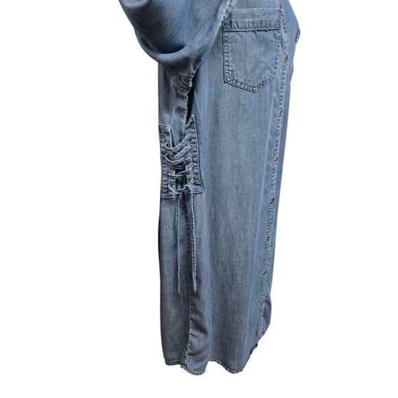 Chicos Womens 16 Shirt Dress Lyocell Chambray Denim Button Front Side Tie - Picture 5 of 9